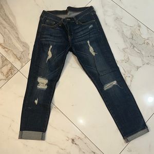 Dark front ripped jeans
